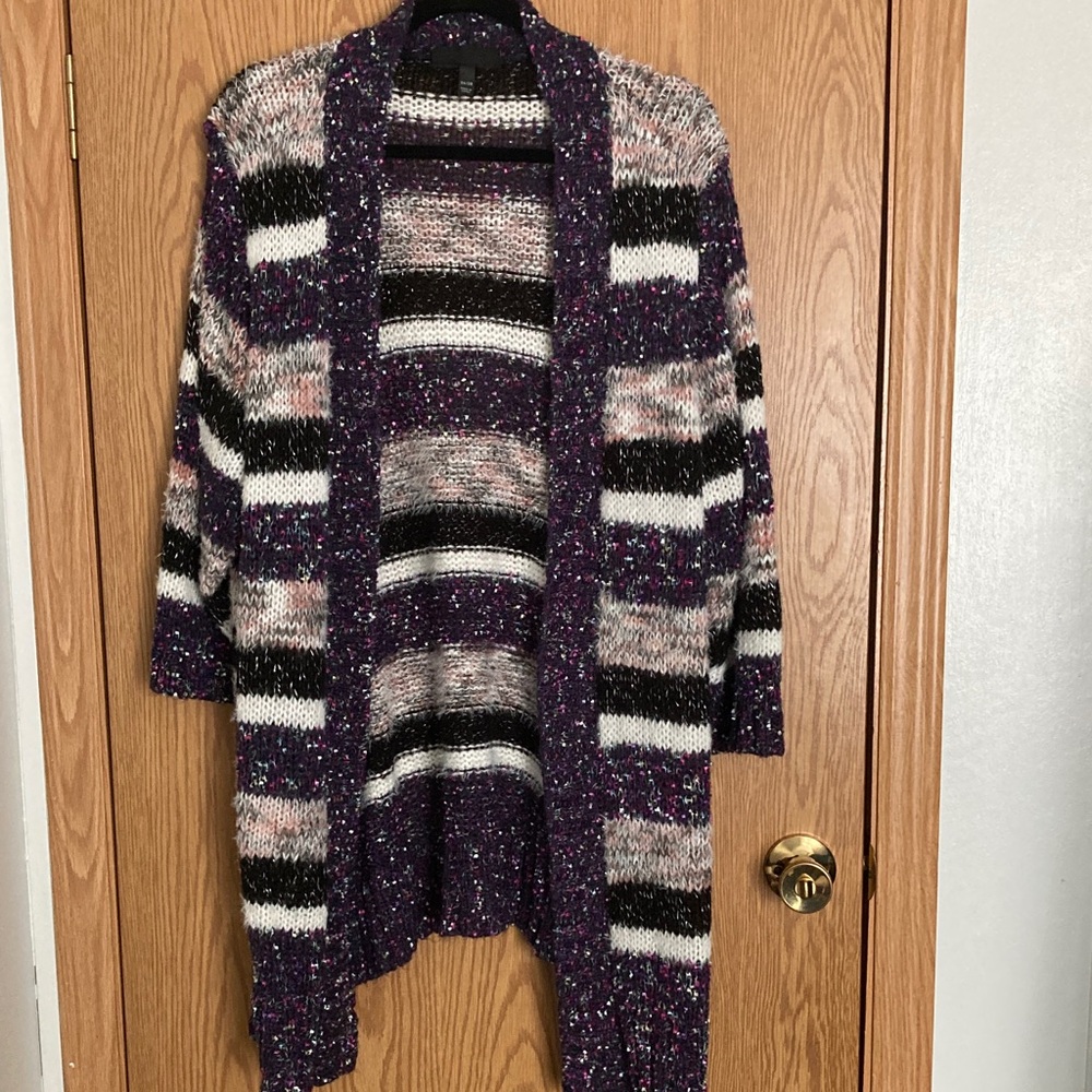 Lane Bryant Purple and Black Knit Cardigan